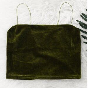 Olive green cropped tank top